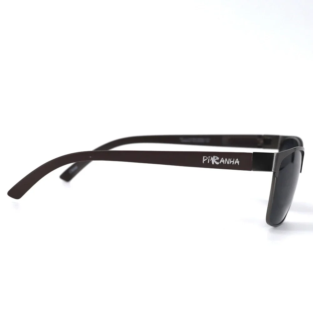 Piranha Sunglasses Mens Brown‎ Polarized Rectangular Metal Frame Shades 64343